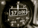 The old style altimeter of a MD80