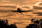 An Airbus A330-300 on final during sunrise
