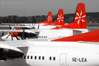 Skyways Fokker 50 lineup at Stockholm/Arlanda