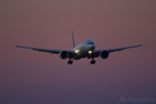 Thai Airways Boeing 777-300 about to land at dawn