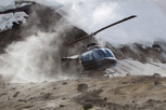Helicopter landing inside the Eyjafjallajökull crater
