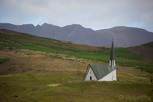 Icelandic church against beautiful surroundings