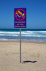 Warning signs along the beach, Durban