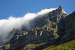 The Table Mountain with its table clothing approaching the cable car top station