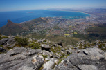 On top of the Table Mountain with beautiful views of Cape Town and its surroundings
