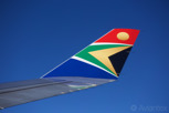 The beautiful livery and winglet of a South African Airways aircraft