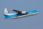 The dutch manufactured Fokker 50 in the colors of national airline of KLM Royal Dutch Airlines