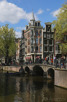 Canals and beautiful buildings in downtown Amsterdam