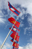 A line up of flags, Vientiane