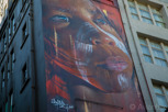 Aborigine boy as street art, Melbourne