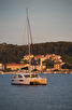 Catamaran during sunset, Hvar