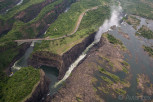 Aerial view of Victoria Falls and the border to Zambia