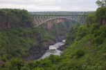 The Victoria Falls Bridge crosses the Zambezi River