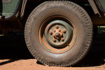 Safari jeep tyre closeup