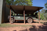 Safari jeep parked at Mlilwane Wildlife Sanctuary