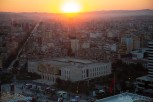 Sunset over Tirana and Skanderbeg Square