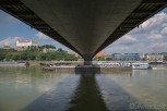 View from the underside of the SNP Bridge, Bratislava
