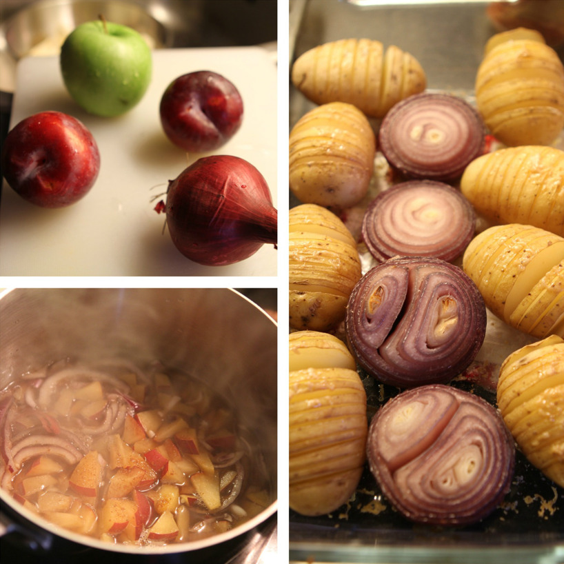 Skapelsen av vår egna chutney till vänster och gratinerat till höger! Skapelsen av vår egna chutney till vänster och gratinerat till höger!