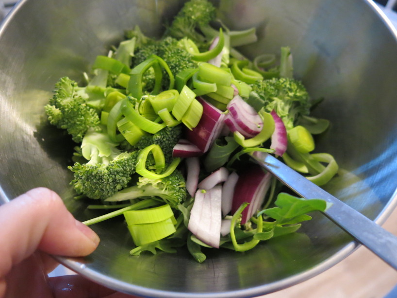 Basen blev broccoli, purjolök, rödlök och ruccola. Basen blev broccoli, purjolök, rödlök och ruccola.