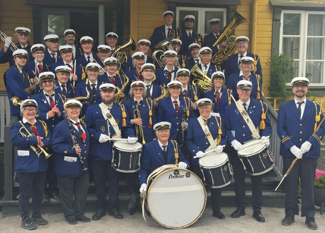 Svenska Järnvägars Musikkår i Mariefred 2025-06-07. Foto: Pia Pettersson Sjölund