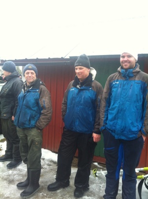 Några av klassegrarna, Fr v Poppo Olsson(ÄHV), Per-Åke Södergårds(HV) och Erik Södergårds(HS)