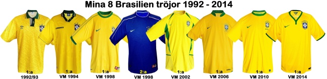 Till mina 8 BRASILIENtröjor från 1992 - 2014