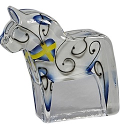Nybro, Dalahäst Figur 10 x 10cm blå-gul