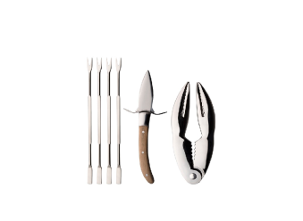 Skaldjursset 4x gaffel rfr+1x tång+1x ostronkniv - Skaldjursset 4x gaffel rfr+1x tång+1x ostronkniv