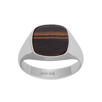 SON - Rhodierad silver ring with yellow tiger eye