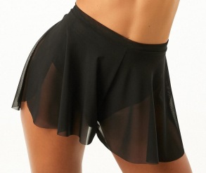 Shorts skirt - Black mesh with pants under