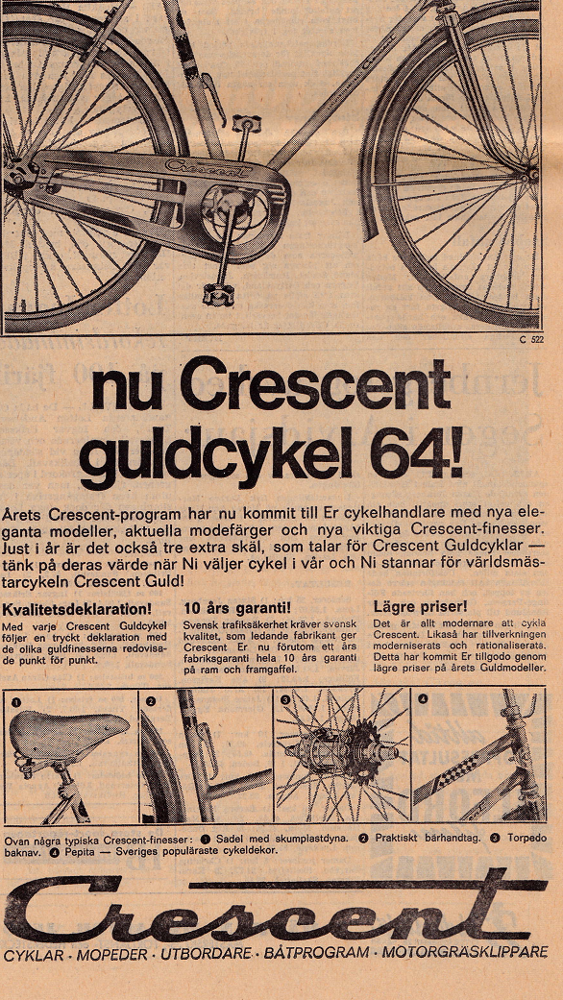 Våren hör cyklingen till. Så här såg 1964-års modell ut.