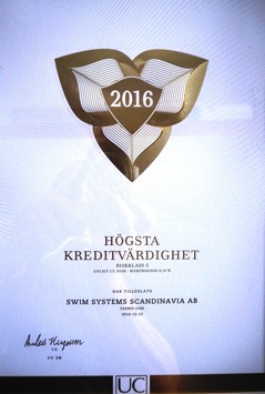 När UC - Upplysningscentralen klassificerade svenska företags ekonomiska status i december fick Swim Systems Scandinavia AB - ratingen Kreditklass 5 - dvs högsta kreditvärdighet. När UC - Upplysningscentralen klassificerade svenska företags ekonomiska status i december fick Swim Systems Scandinavia AB - ratingen Kreditklass 5 - dvs högsta kreditvärdighet.