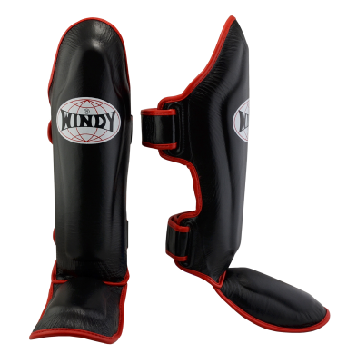 Windy Pro Benskydd Svart-Röd Skinn - Windy Pro Benskydd Svart-Röd Skinn Small