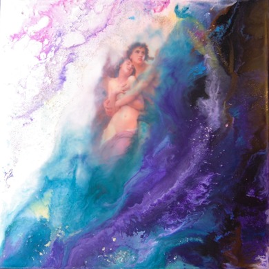'Light Me' - 30x30 cm, Encaustic Art / beeswax on bord 'Light Me' - 30x30 cm, Encaustic Art / beeswax on bord