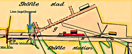 Del av expropriationskartan 1857 inför bygget av stambanan. Ingen övergång vid Kungsgatan, sumpmark söderut med troligt pumphus för loken, mm. Litet "vattentorn" för loken. (Lantmätteriet)